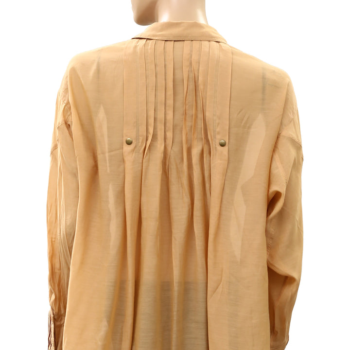 By Anthropologie Sheer Buttondown Shirt Top