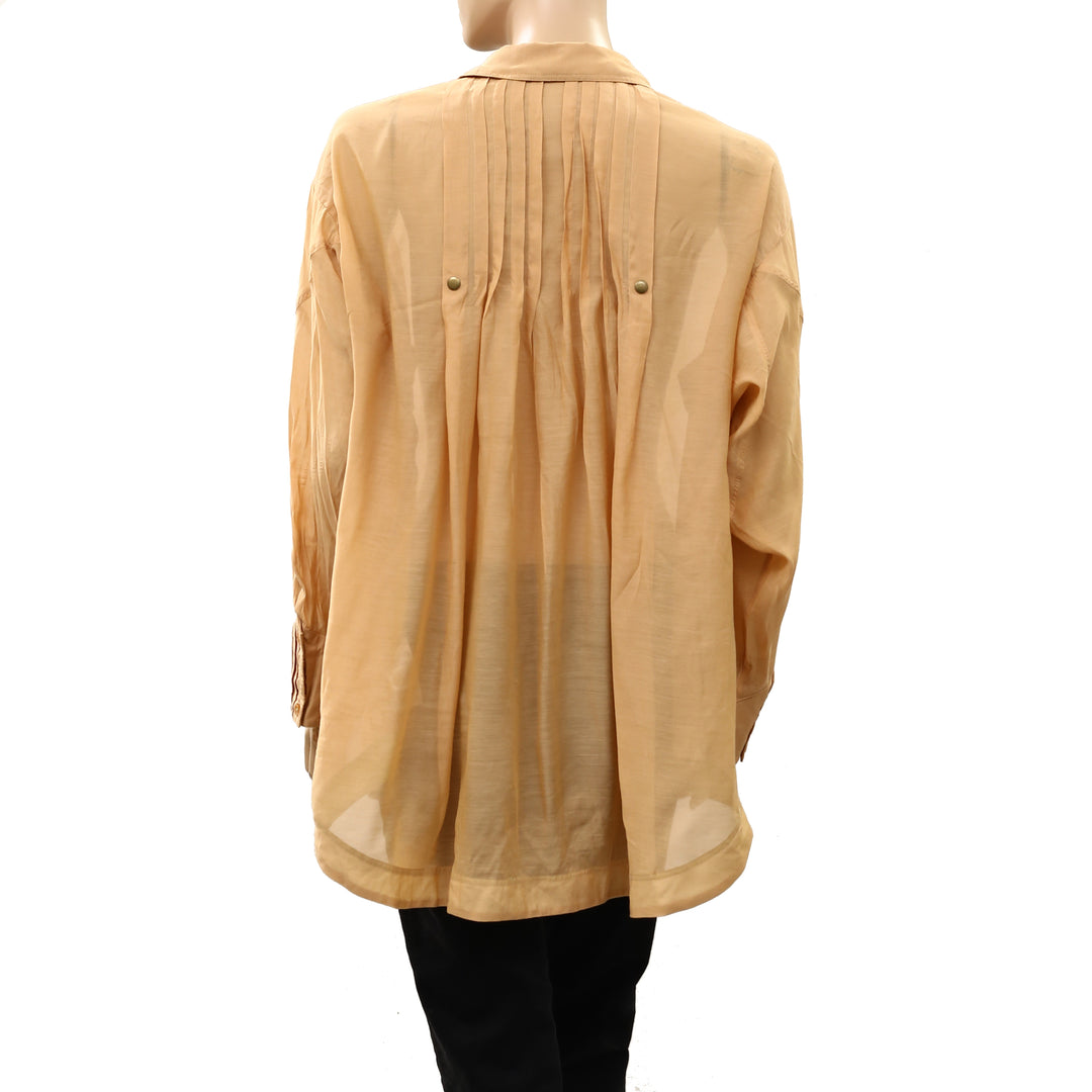By Anthropologie Sheer Buttondown Shirt Top