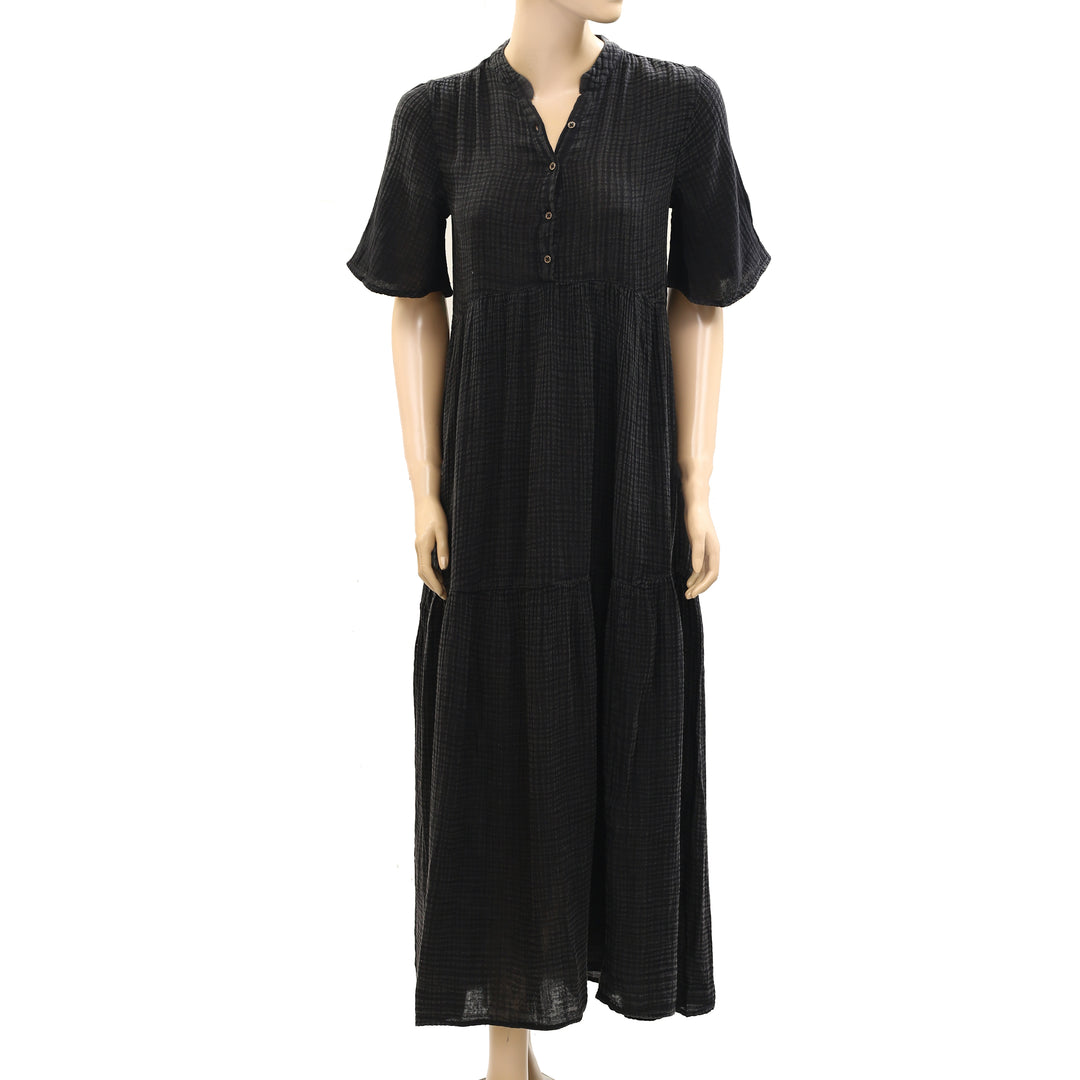 Anthropologie Tiered Black Long Maxi Dress White Chocolate Couture Anthropologie Tiered Black Long Maxi Dress White Chocolate Couture
