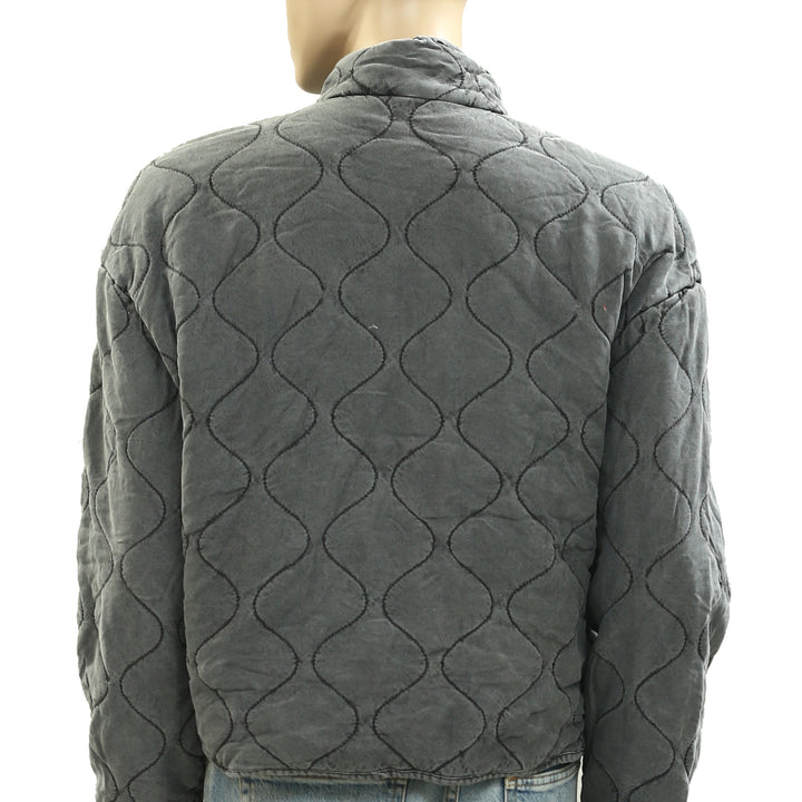 Green Coast Wavy Quilted Cropped Jacket Top