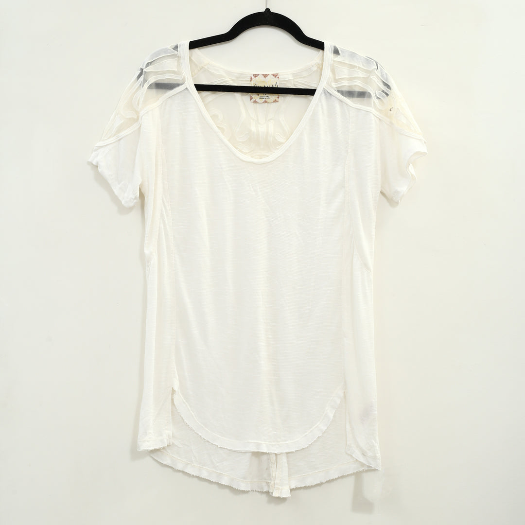 Free People Embroidered Tee Tunic Top