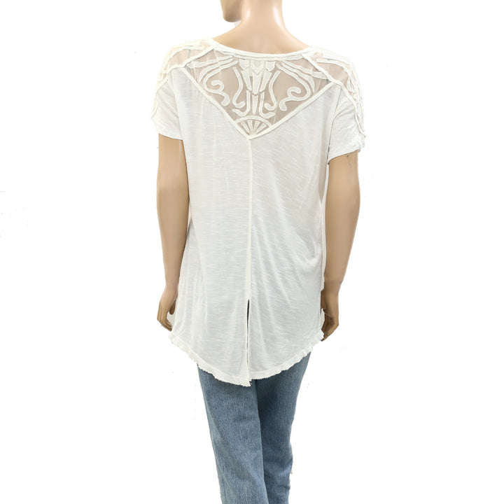 Free People Embroidered Tee Tunic Top