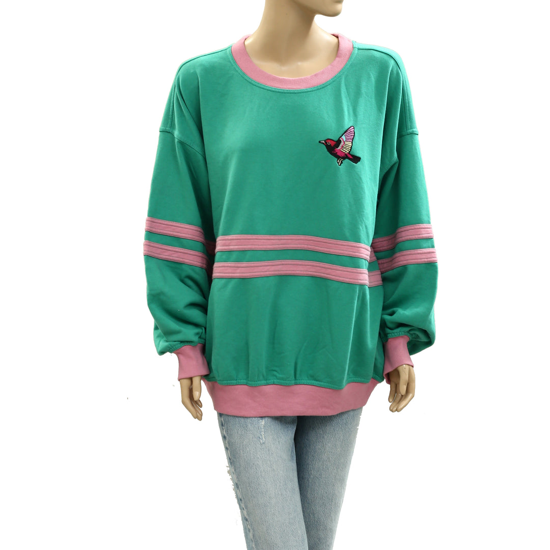 Pilcro Anthropologie Pep Rally Oversized Crew-Neck Sweatshirt Top