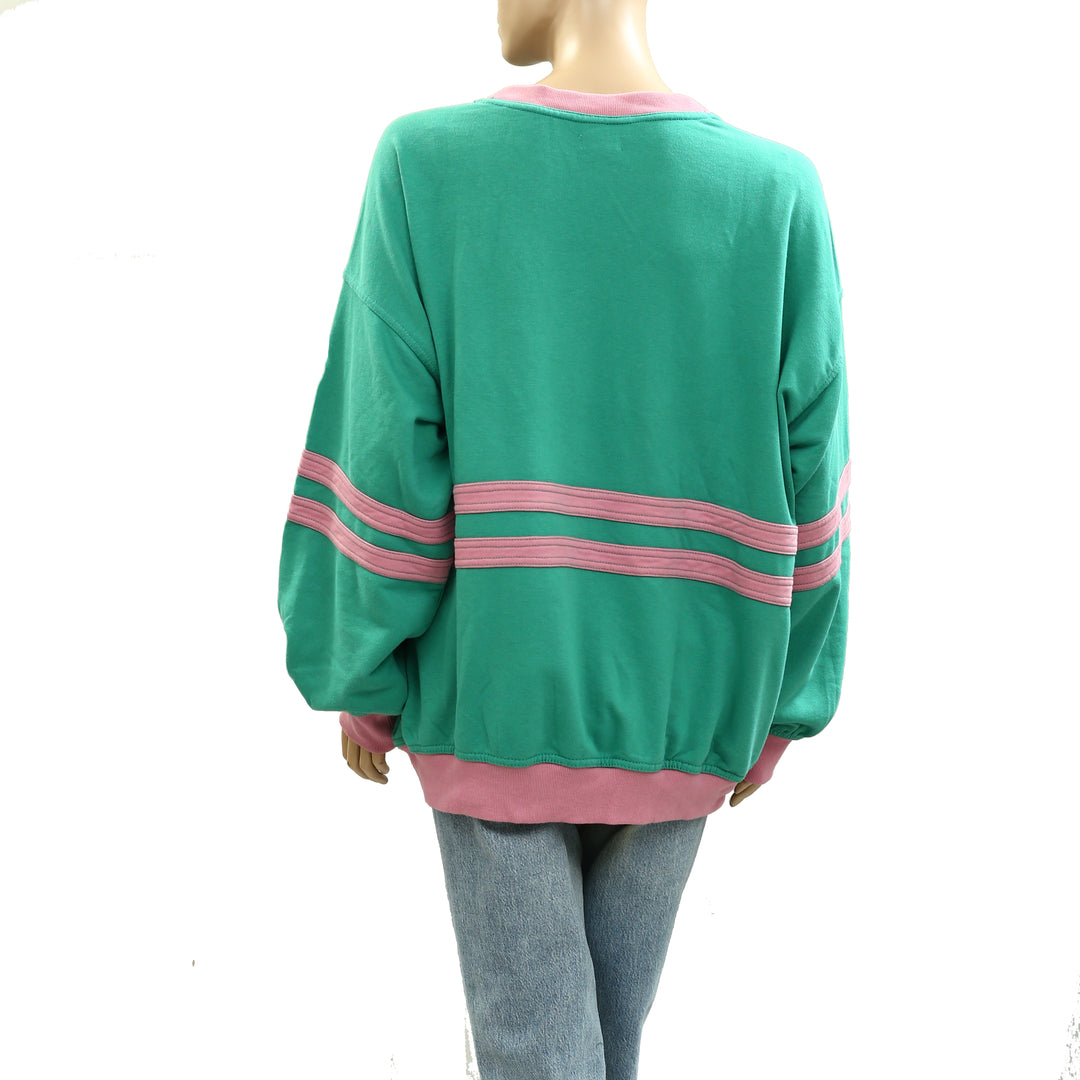 Pilcro Anthropologie Pep Rally Oversized Crew-Neck Sweatshirt Top