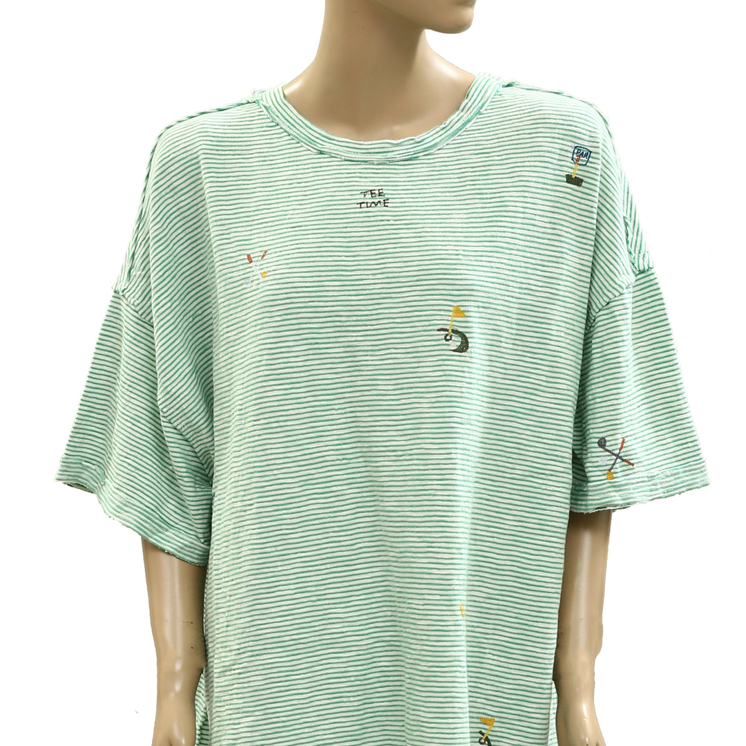 Free People We The Free Embroidered Camp Tee Tunic Top