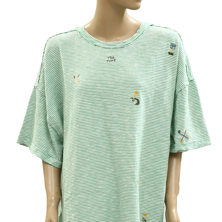 Free People We The Free Embroidered Camp Tee Tunic Top