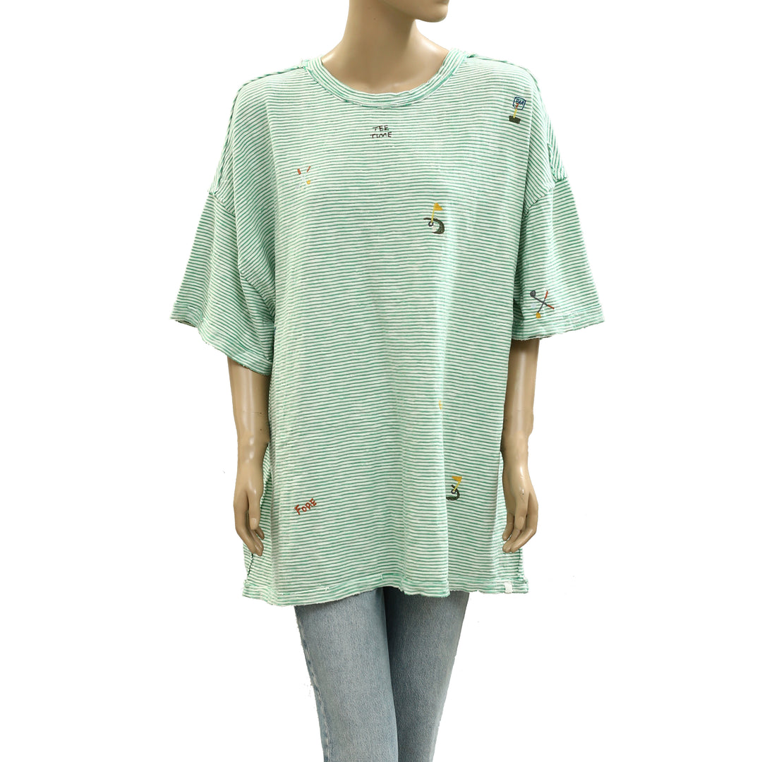 Free People We The Free Embroidered Camp Tee Tunic Top