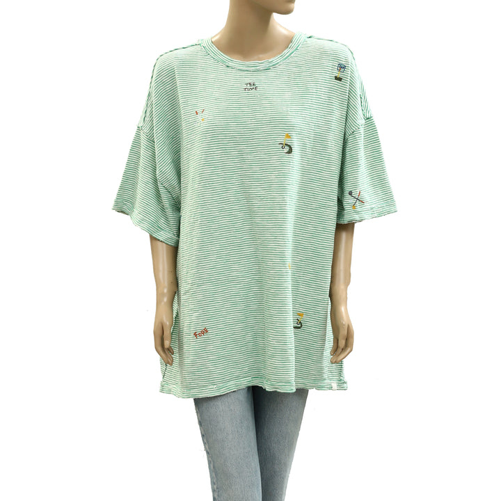 Free People We The Free Embroidered Camp Tee Tunic Top