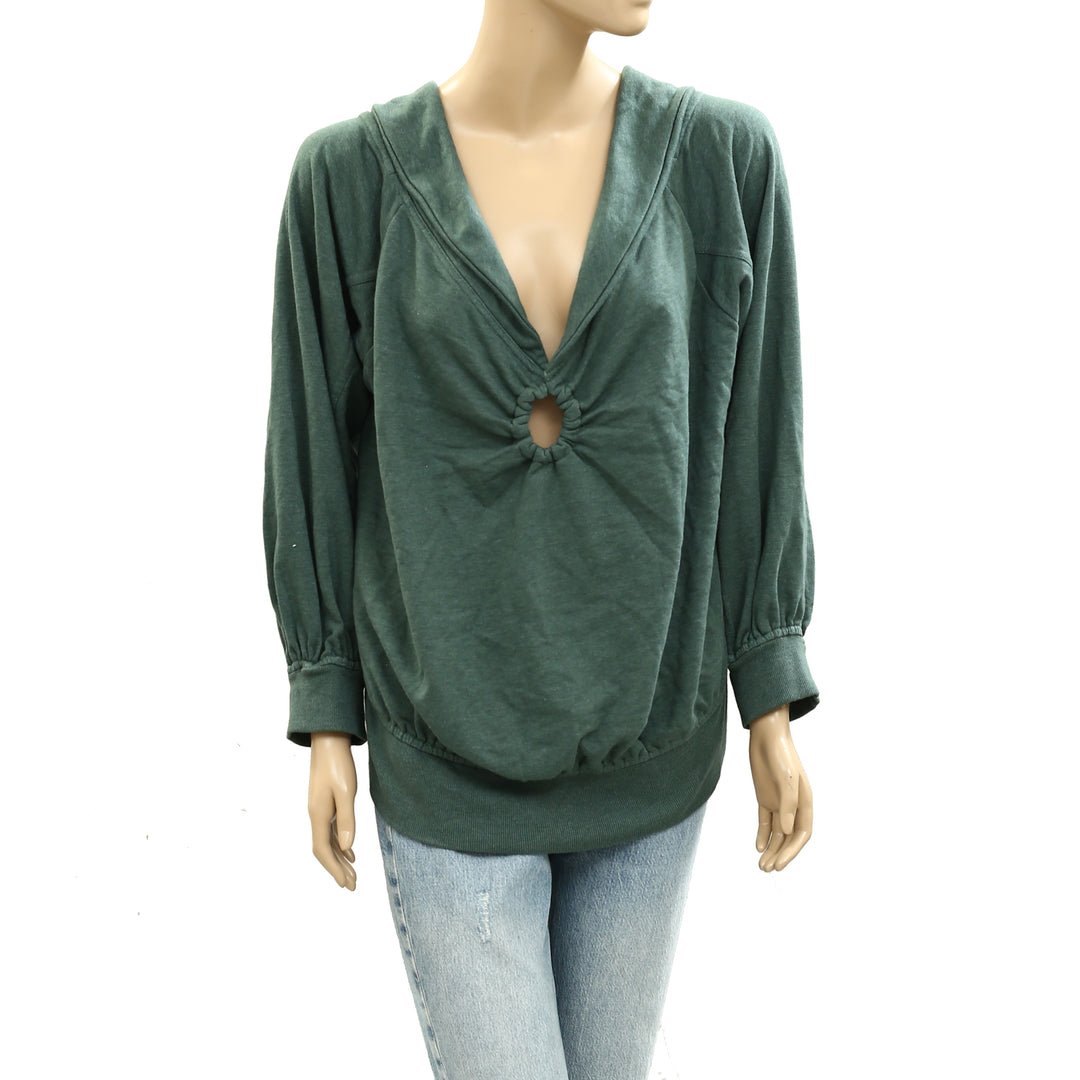 Pilcro Anthropologie Pilcro Off-Shoulder O-Ring Sweatshirt Top