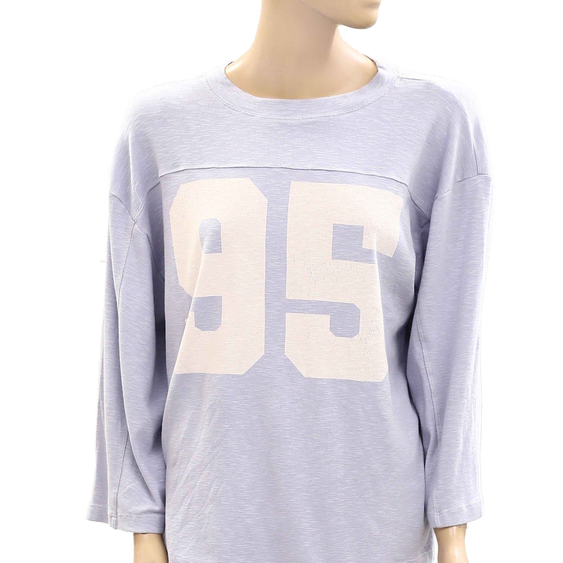 Anthropologie Pilcro 3/4 Sleeve Varsity Tee Tunic Top – White