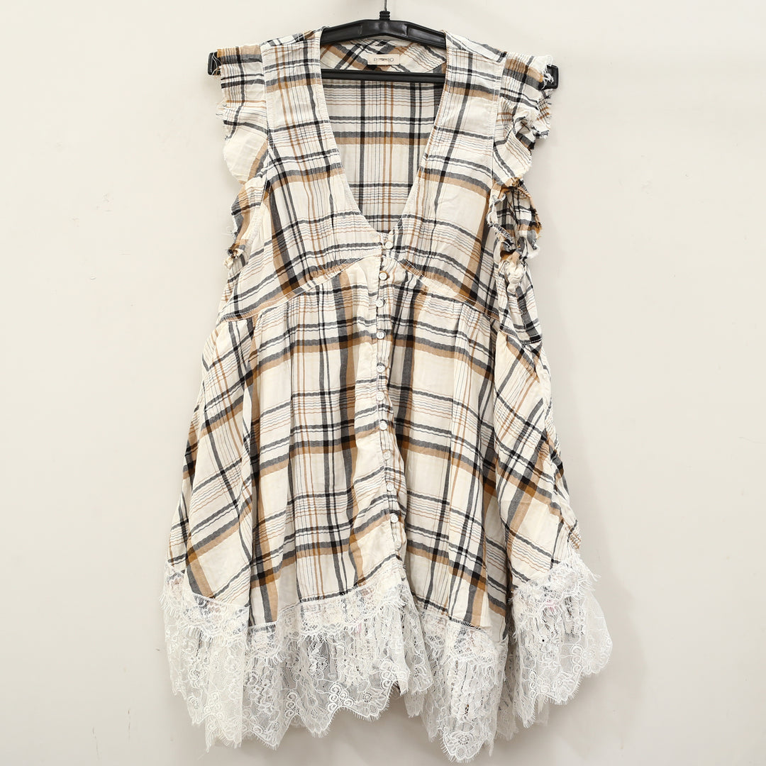 By Anthropologie Pilcro Flutter-Sleeve Button-Front Mini Dress