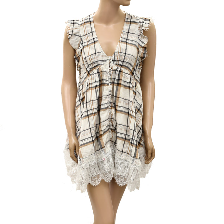 By Anthropologie Pilcro Flutter-Sleeve Button-Front Mini Dress