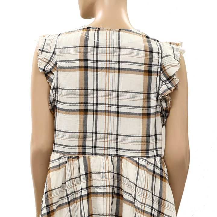 By Anthropologie Pilcro Flutter-Sleeve Button-Front Mini Dress