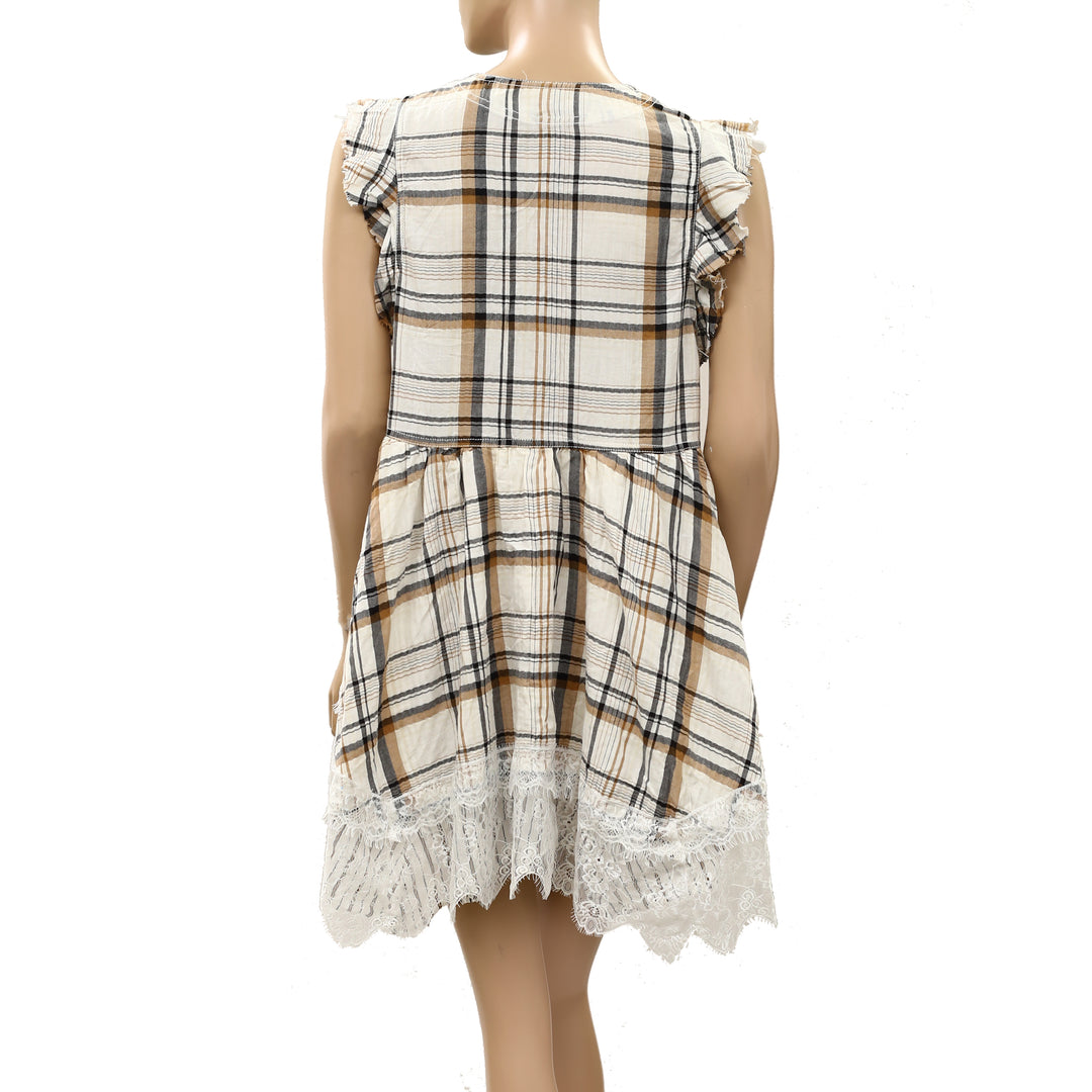 By Anthropologie Pilcro Flutter-Sleeve Button-Front Mini Dress