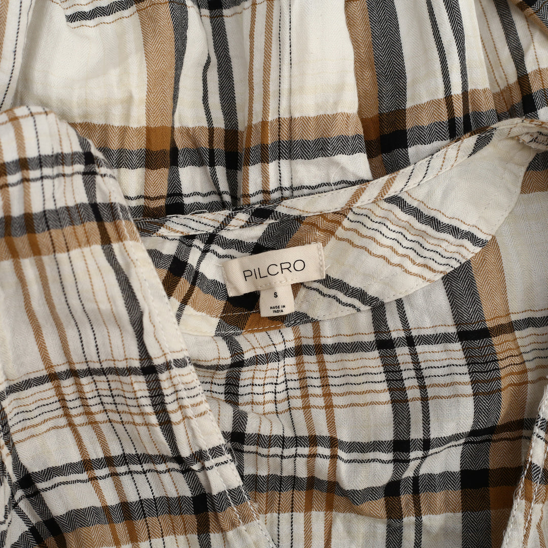 By Anthropologie Pilcro Flutter-Sleeve Button-Front Mini Dress