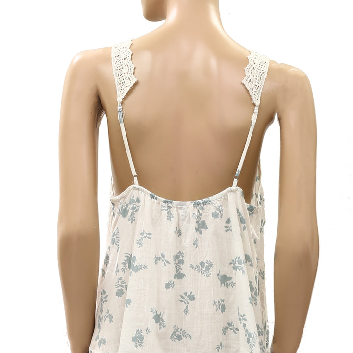 By Anthropologie Embroidered-Trim V-Neck Mini Sleep Dress