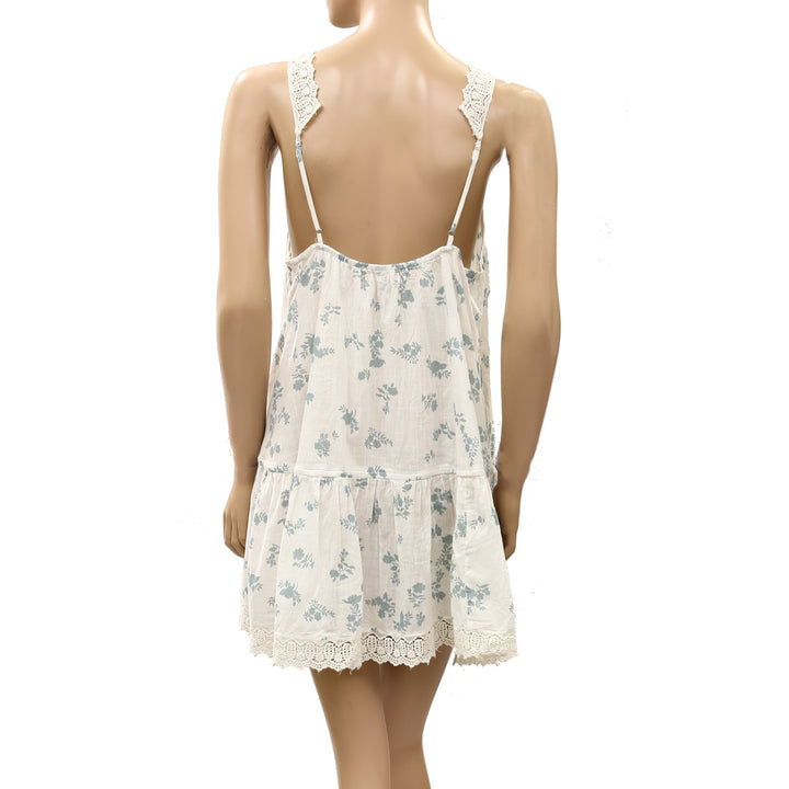 By Anthropologie Embroidered-Trim V-Neck Mini Sleep Dress