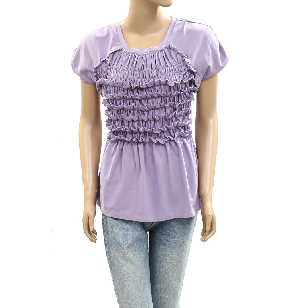 Maeve Anthropologie Smocked Ruffle Top