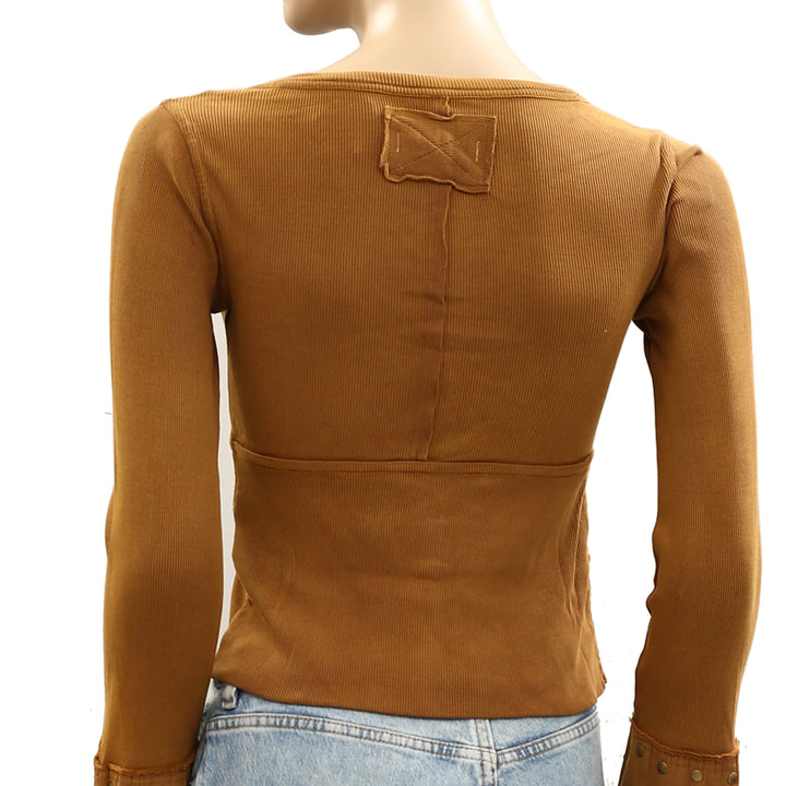 Free People We The Free Night Belle Cuff Cropped Blouse Top