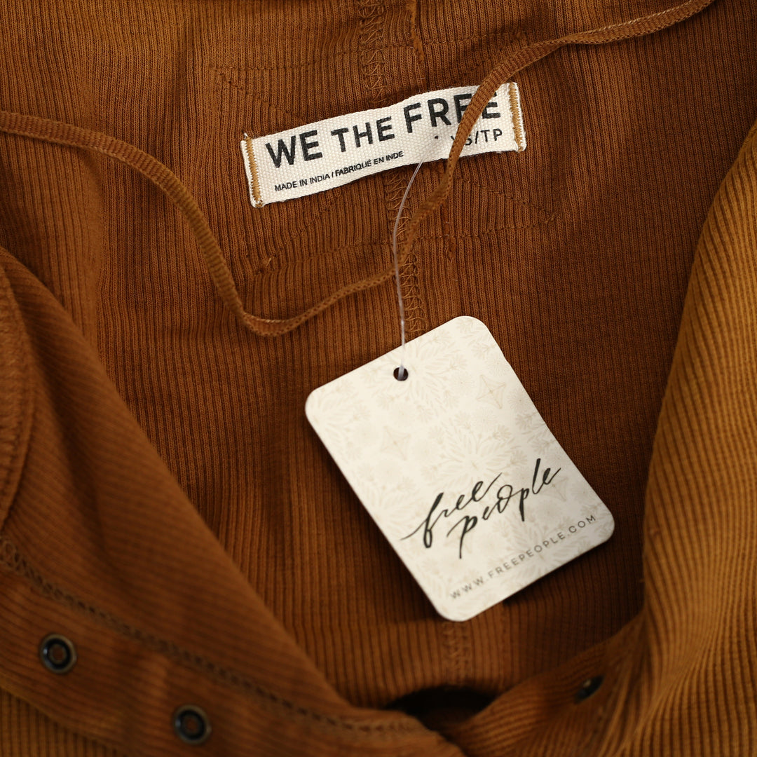 Free People We The Free Night Belle Cuff Cropped Blouse Top