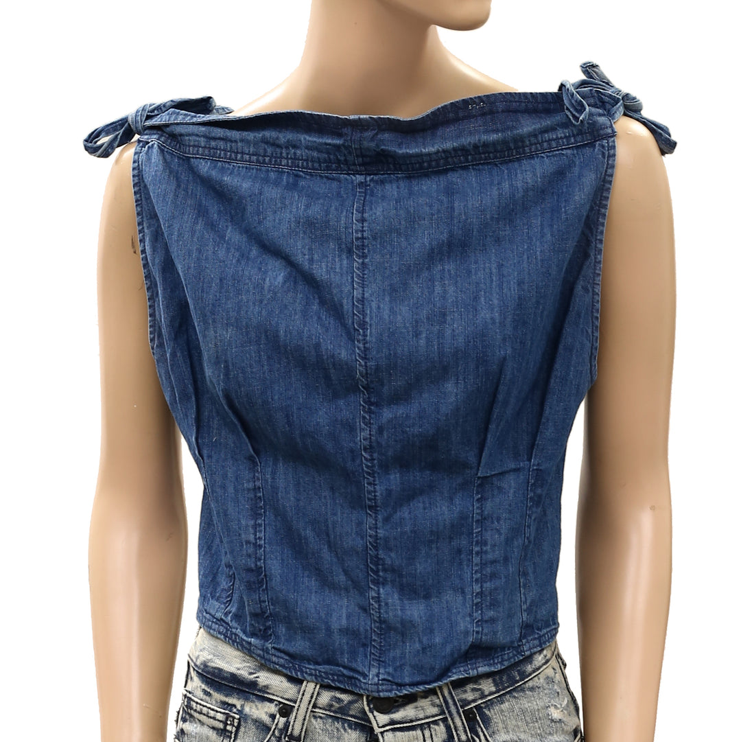 Free People Louie Indigo Blouse Top