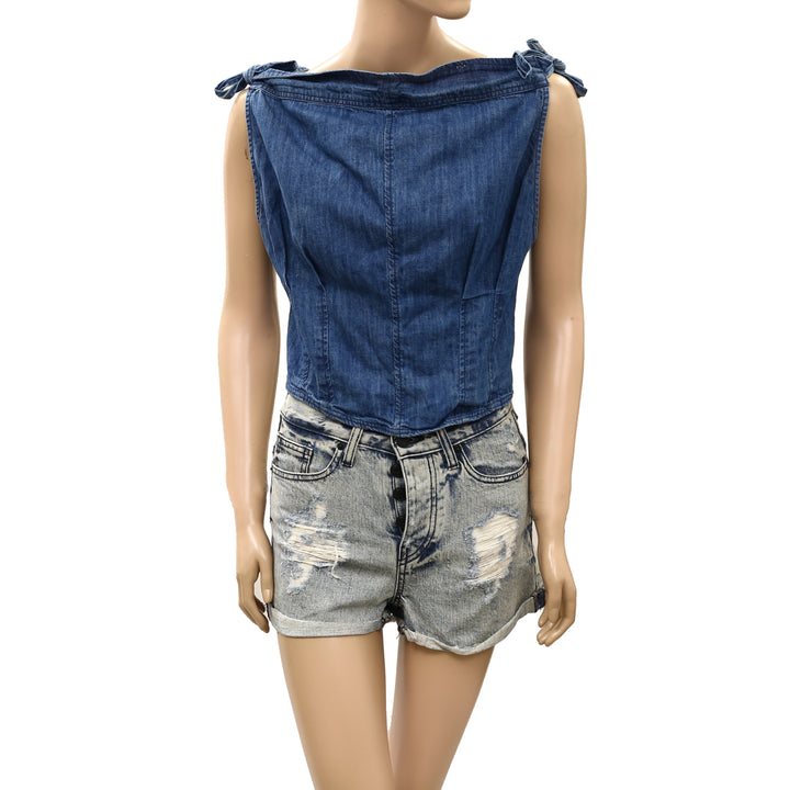 Free People Louie Indigo Blouse Top