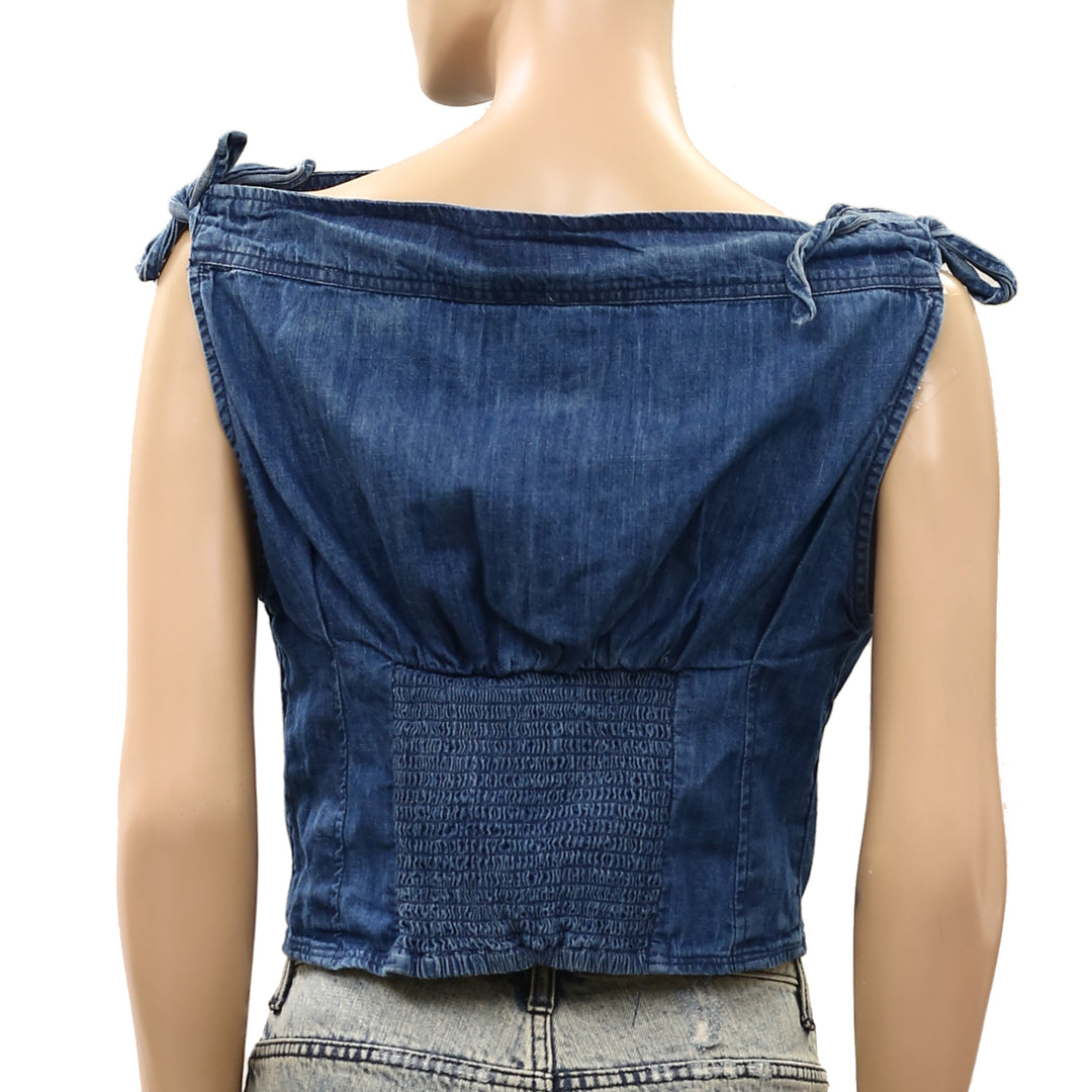 Free People Louie Indigo Blouse Top