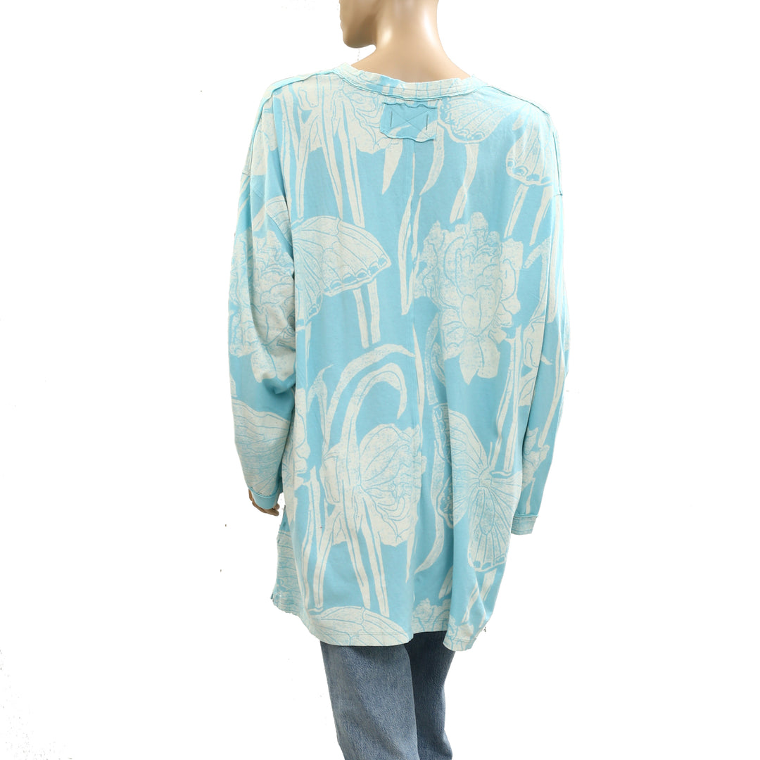 Free People We The Free Ellen Printed Long-Sleeve Tee Tunic Top