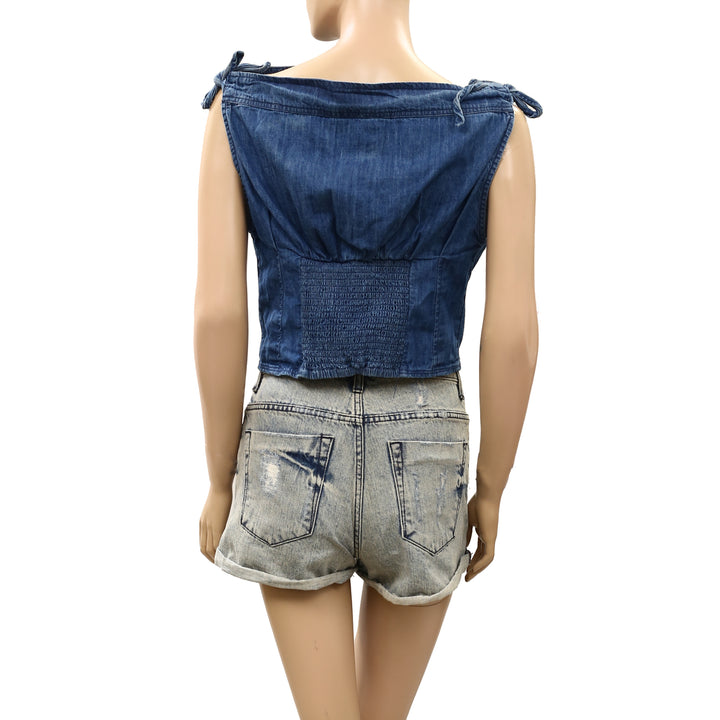 Free People Louie Indigo Blouse Top