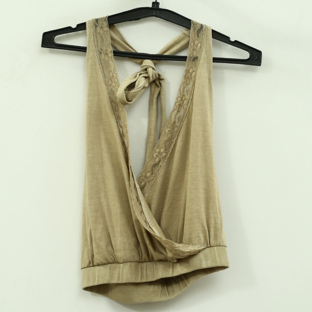 Free People Cropped Opal Dust Halter Blouse Top