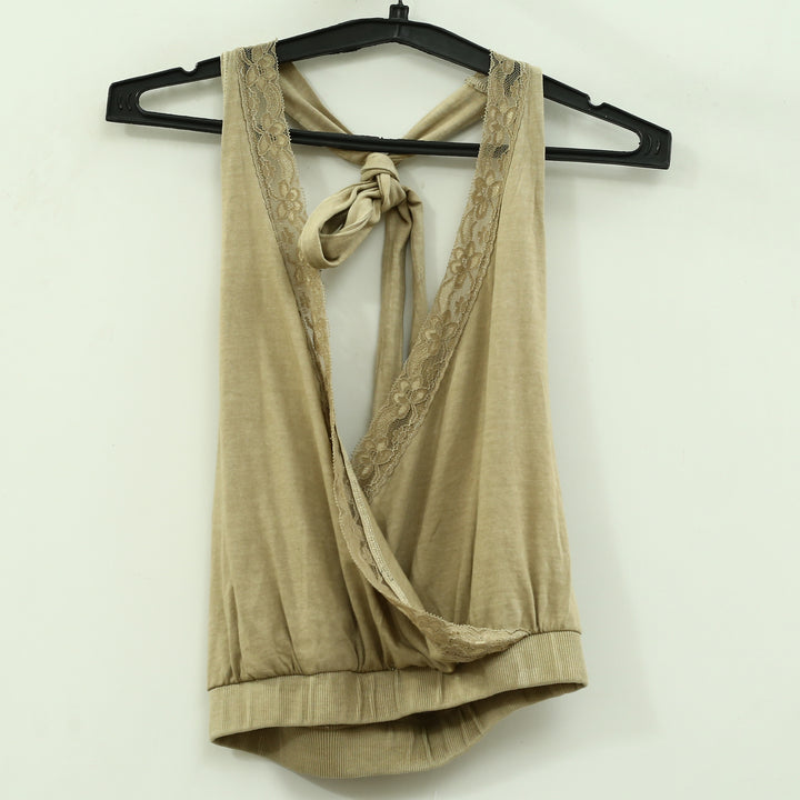 Free People Cropped Opal Dust Halter Blouse Top
