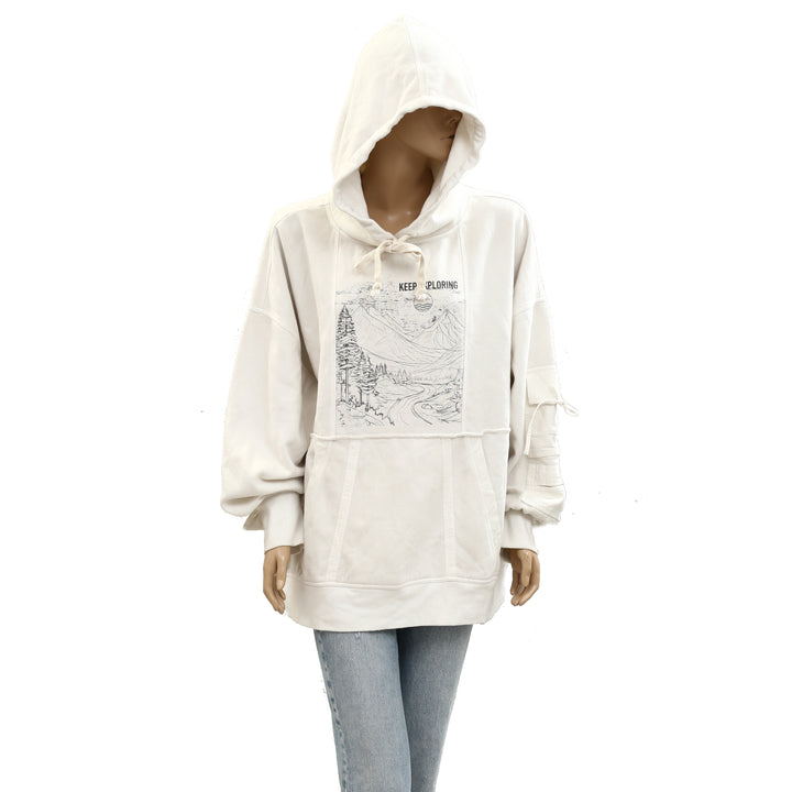 Anthropologie Daily Practice Base Weight Graphic Hoodie Top