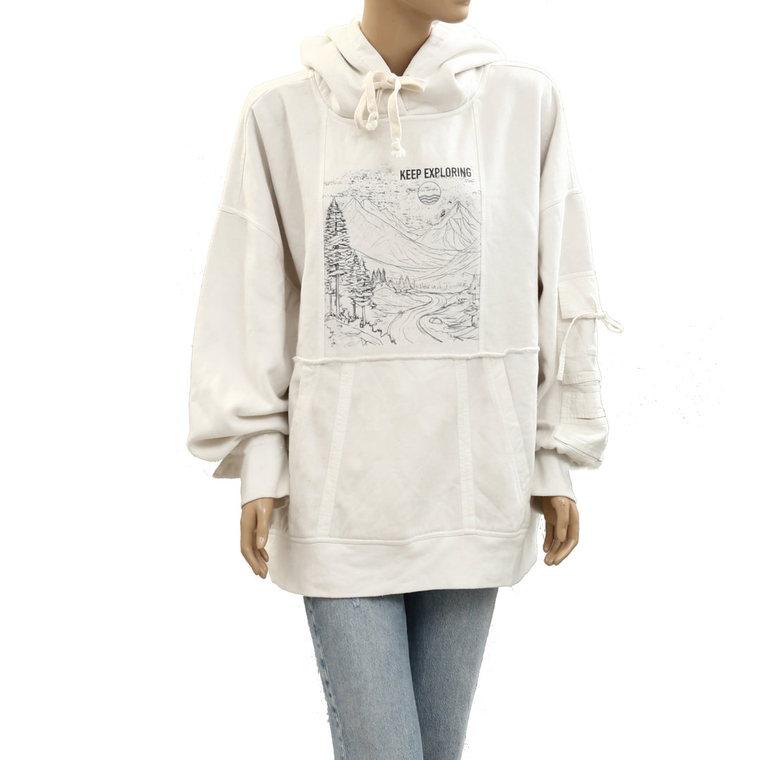 Anthropologie Daily Practice Base Weight Graphic Hoodie Top