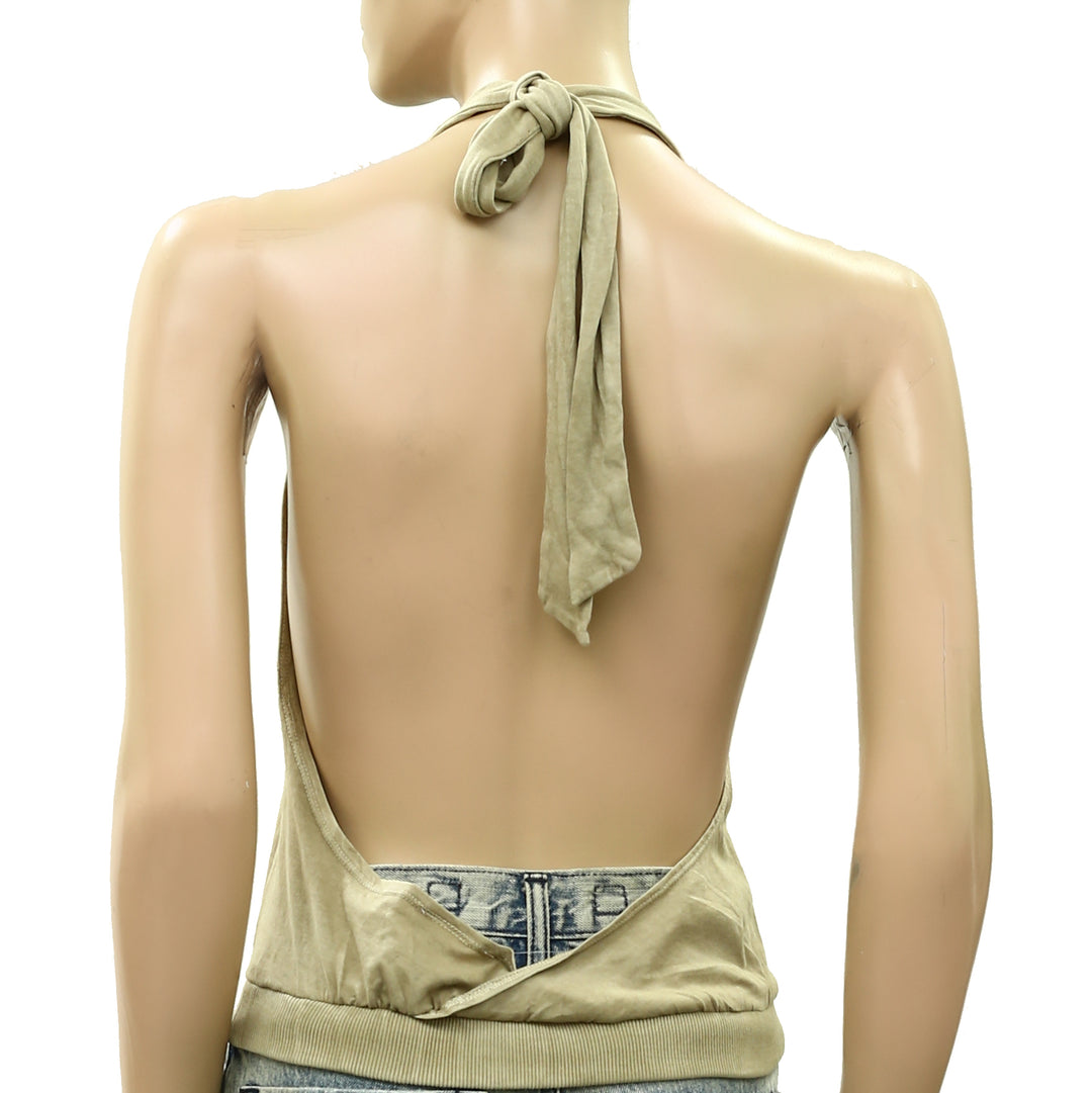 Free People Cropped Opal Dust Halter Blouse Top