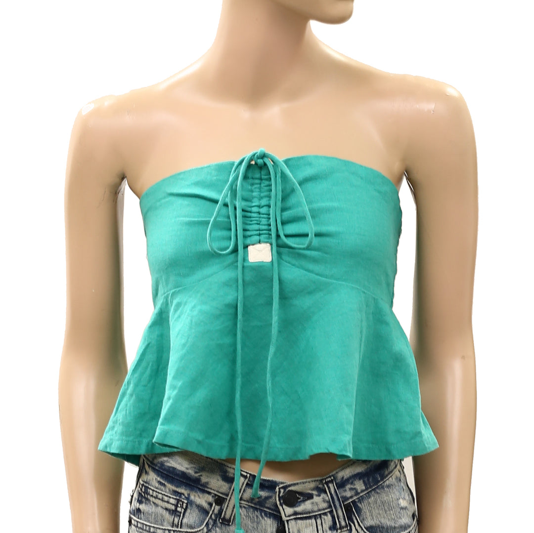 Free People Free-Est Lunasol Cotton-Linen Cropped Blouse Top