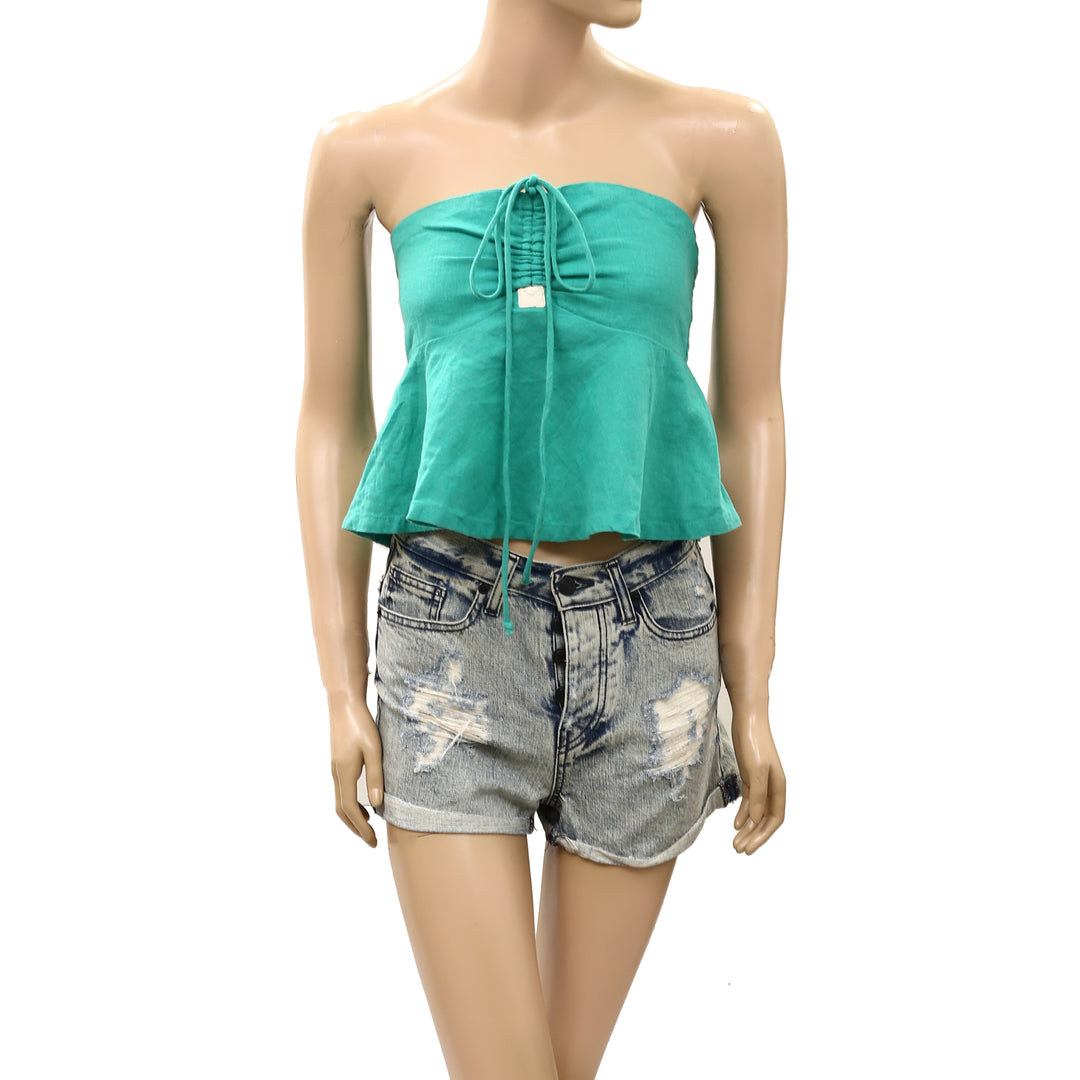 Free People Free-Est Lunasol Cotton-Linen Cropped Blouse Top
