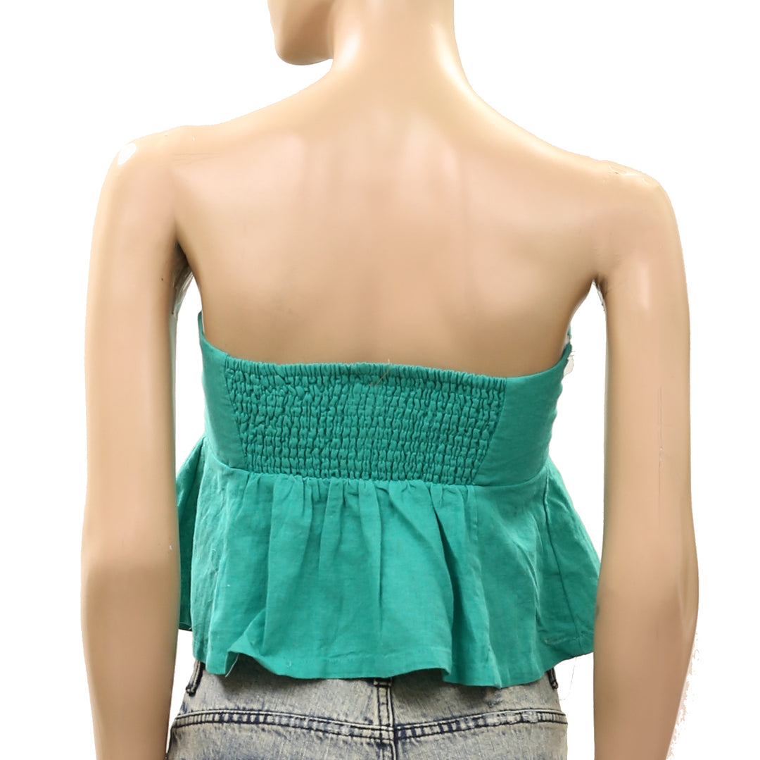 Free People Free-Est Lunasol Cotton-Linen Cropped Blouse Top