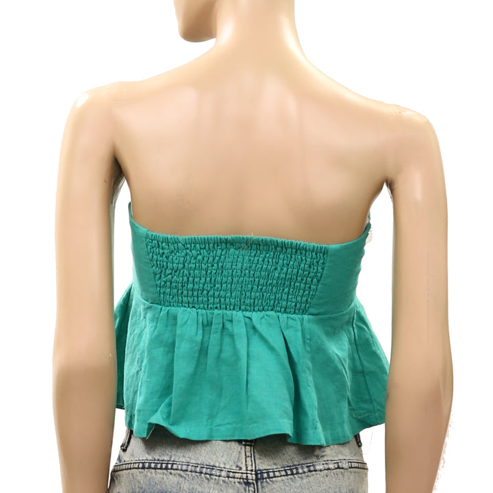 Free People Free-Est Lunasol Cotton-Linen Cropped Blouse Top