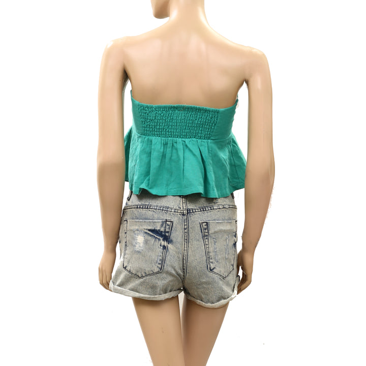 Free People Free-Est Lunasol Cotton-Linen Cropped Blouse Top