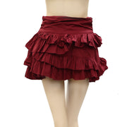 Love The Label Anthropologie Solid Ruffle Tiered Mini Skirt S