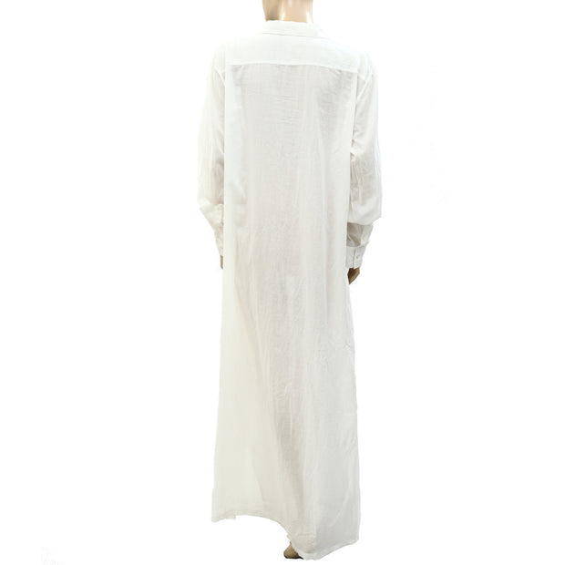 Nili Lotan Solid Long Sleeve Cotton Long Maxi Dress