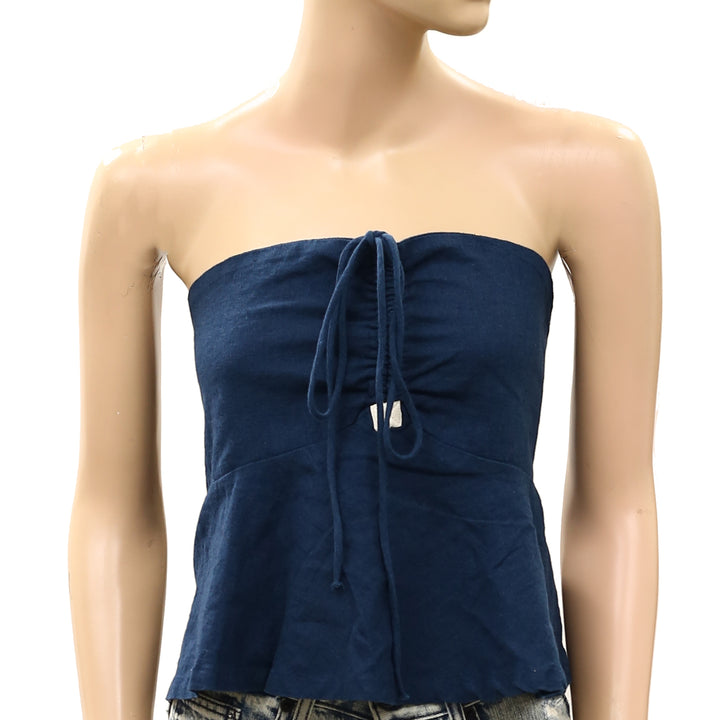 Free People Free-Est Lunasol Cotton-Linen Cropped Blouse Top