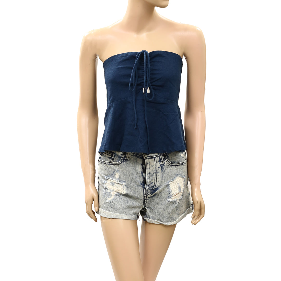 Free People Free-Est Lunasol Cotton-Linen Cropped Blouse Top