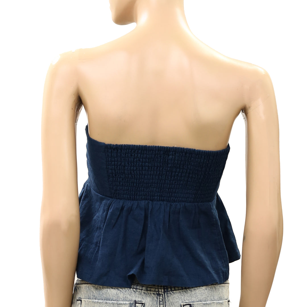 Free People Free-Est Lunasol Cotton-Linen Cropped Blouse Top