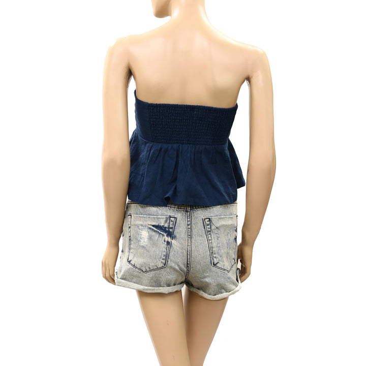 Free People Free-Est Lunasol Cotton-Linen Cropped Blouse Top