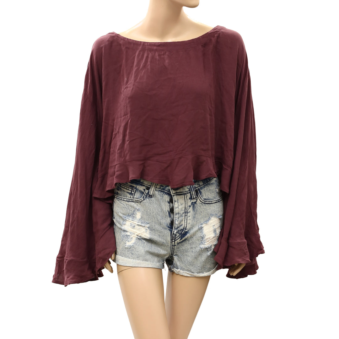 Free People Free Est Delilah Cropped Blouse Top
