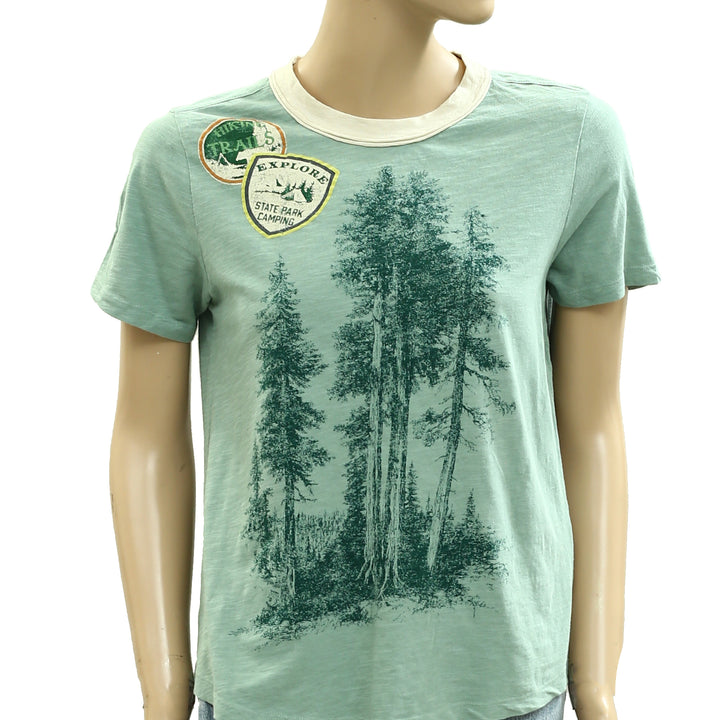 Anthropologie Pilcro Cotton Graphic Ringer Tee Blouse Top