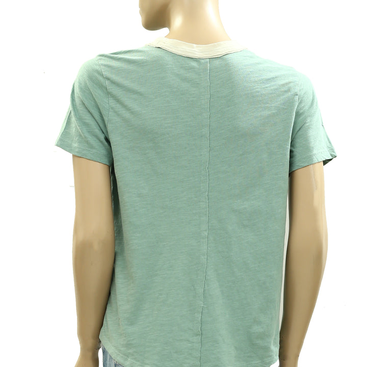 Anthropologie Pilcro Cotton Graphic Ringer Tee Blouse Top