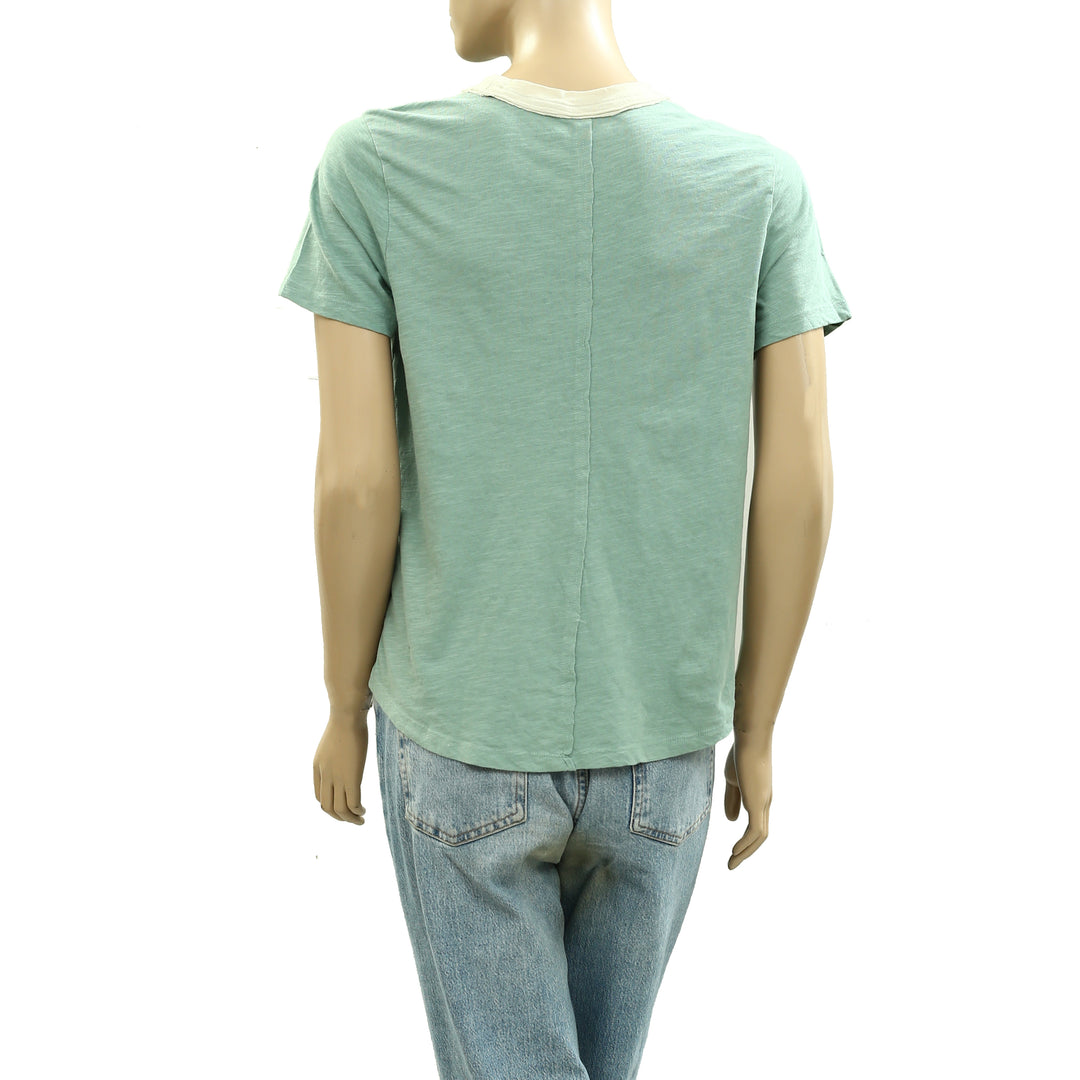 Anthropologie Pilcro Cotton Graphic Ringer Tee Blouse Top