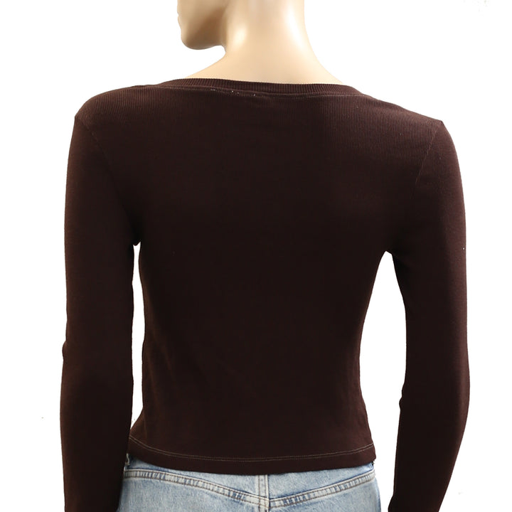 Free People Floral Embroidered Cardi Blouse Top